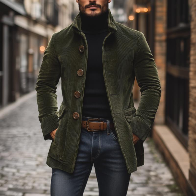 Corduroy Short Coat Stand Collar