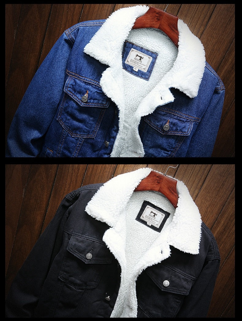 Denim Jacket Fleece Lined Button Front