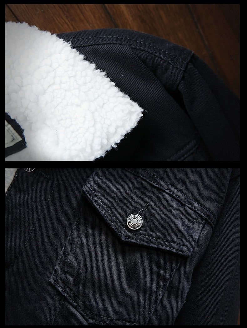 Denim Jacket Fleece Lined Button Front