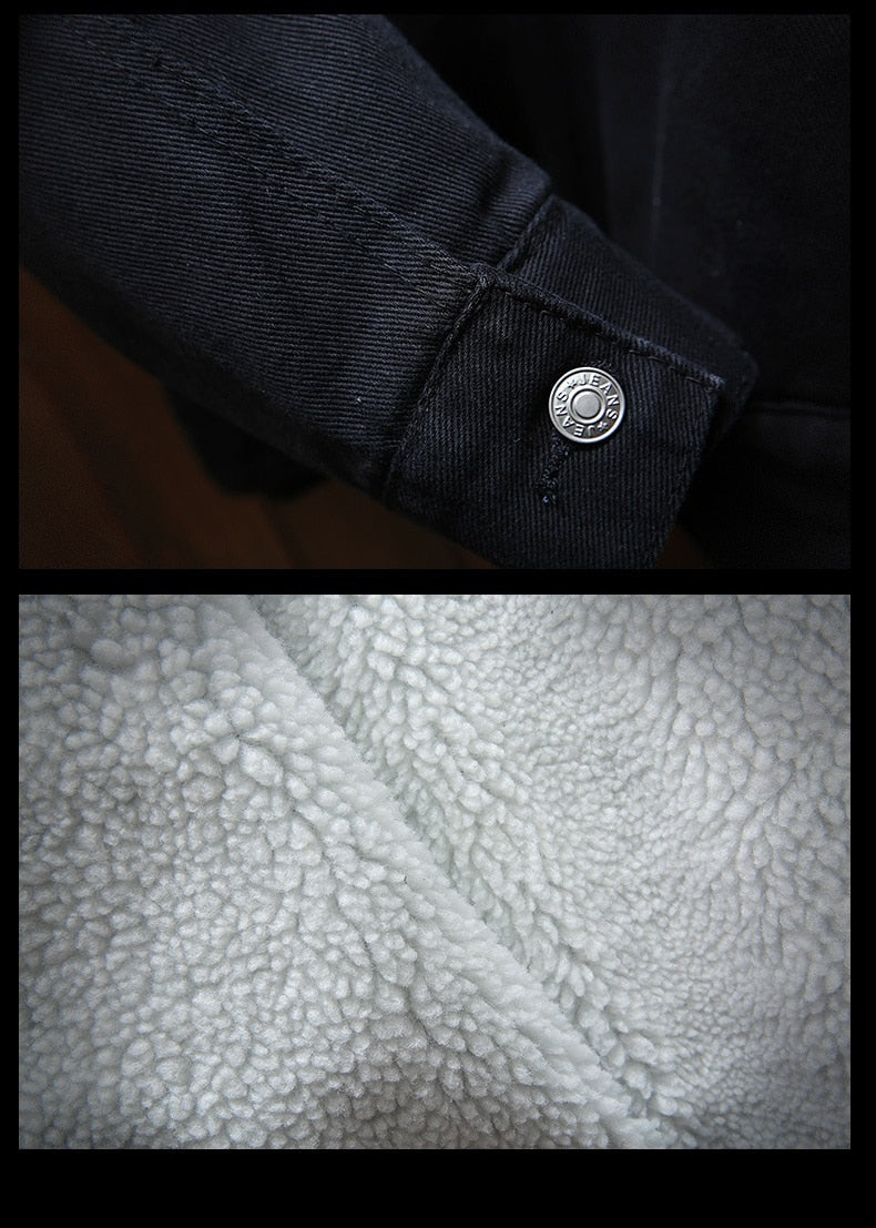 Denim Jacket Fleece Lined Button Front