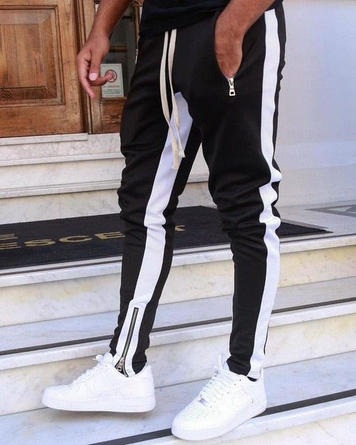 Joggers Contrast Side Stripes Zip Pockets
