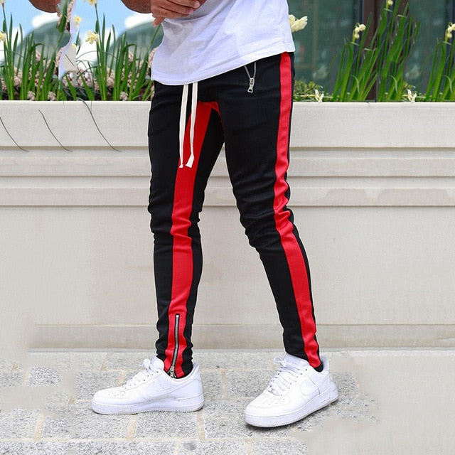 Joggers Contrast Side Stripes Zip Pockets