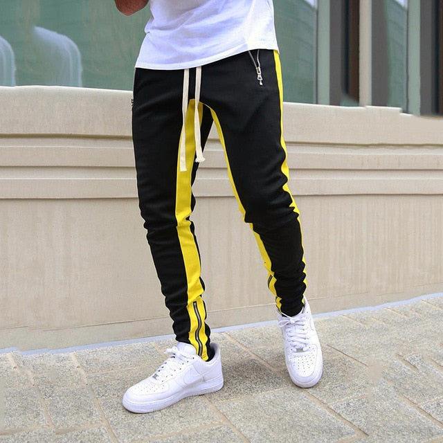 Joggers Contrast Side Stripes Zip Pockets