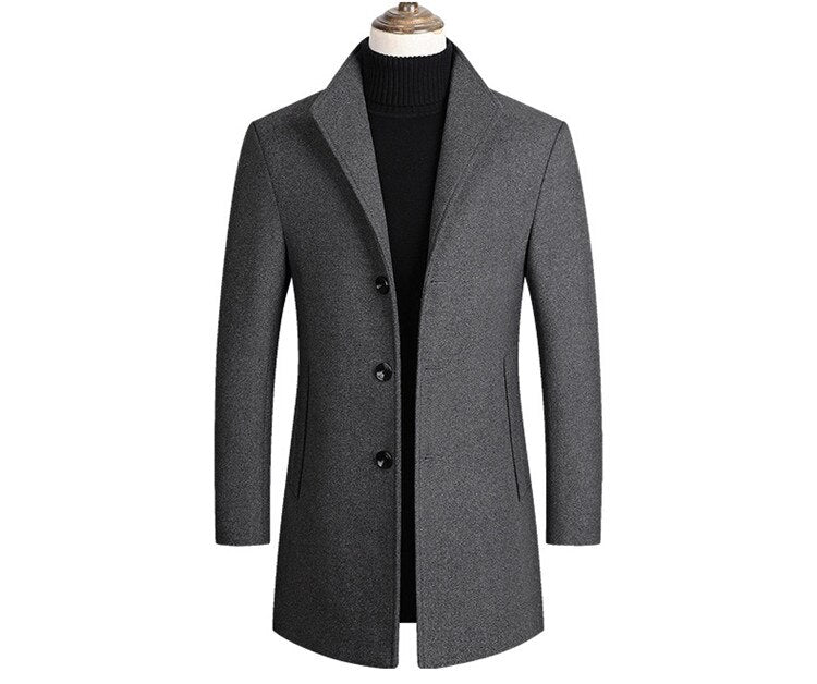 Single Breasted Overcoat Classic Collar Tailored