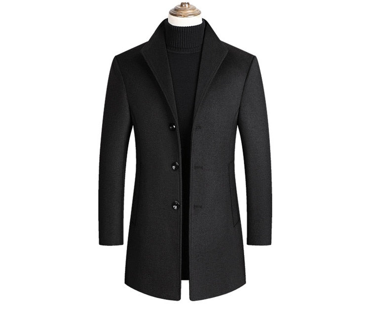 Single Breasted Overcoat Classic Collar Tailored