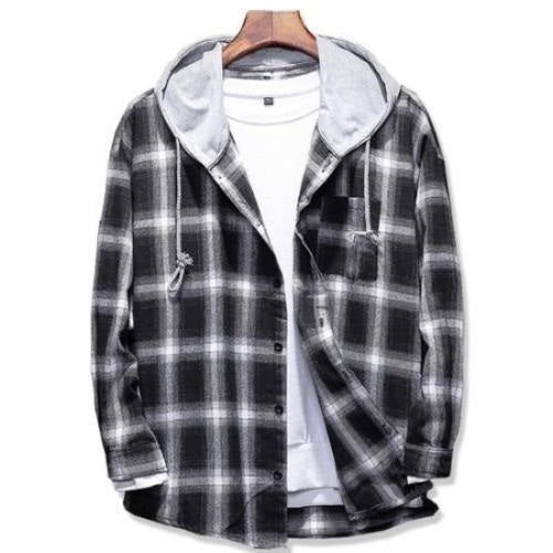 Plaid hooded shirt in casual cotton
