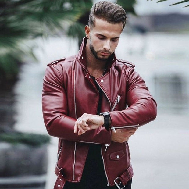 Faux leather jacket in black, front view