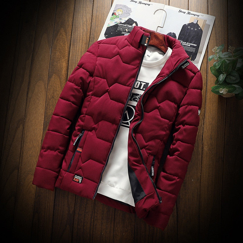 Quilted jacket with geometric stitching in grey, front view