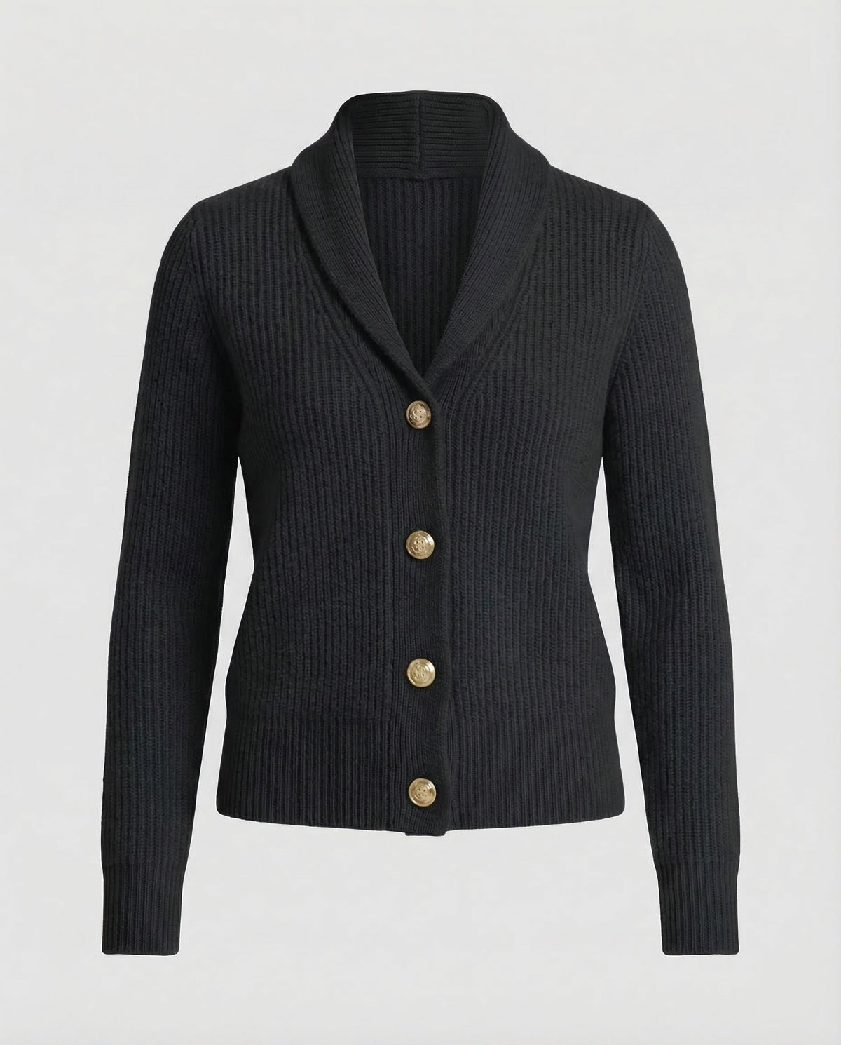Knit Cardigan - Lapel Collar Button Front
