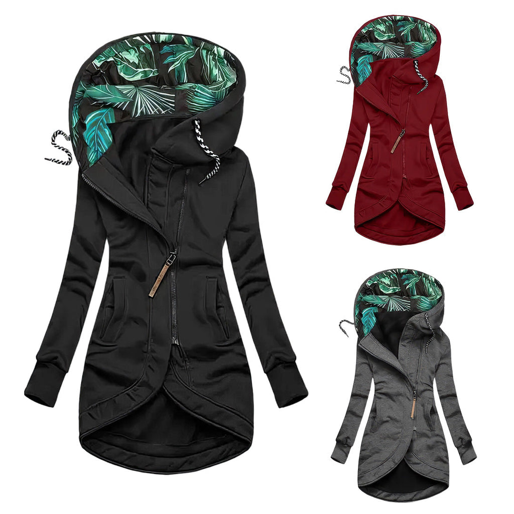 Hooded Jacket – Asymmetric Zip Design