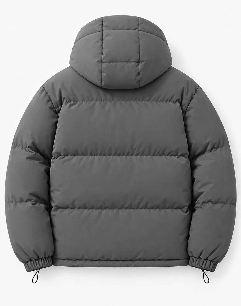 Quilted Puffer Jacket Hooded Zip Front