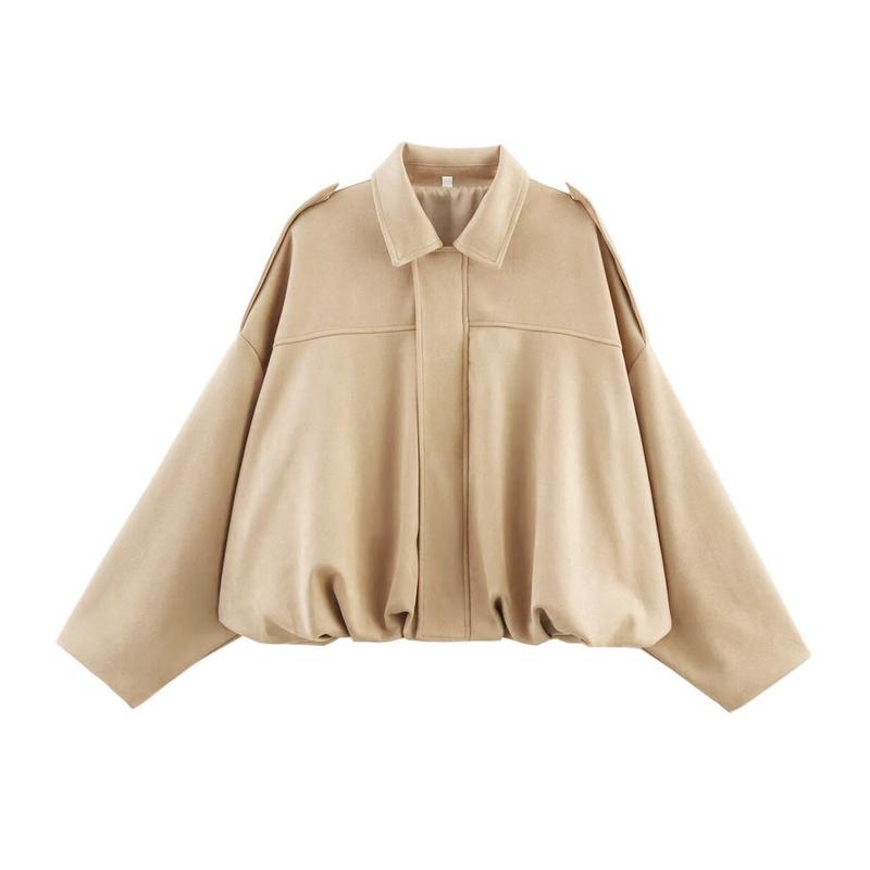 Suede-Look Bomber Jacket Satin Lining