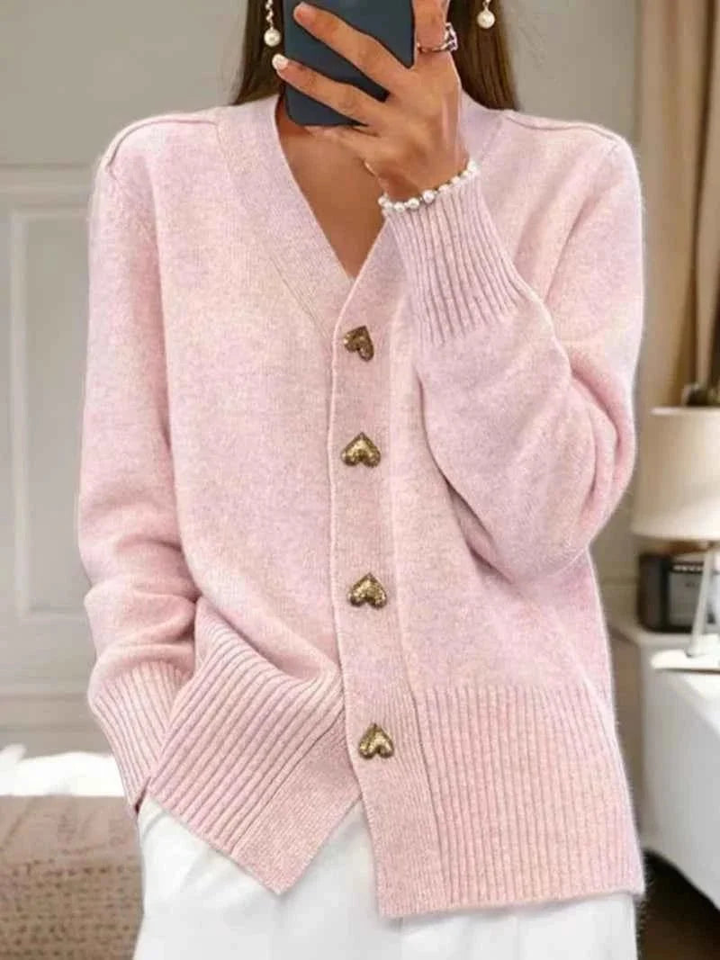 Cardigan Button Placket Straight Cut Knit