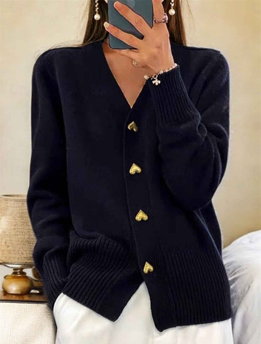 Cardigan Button Placket Straight Cut Knit