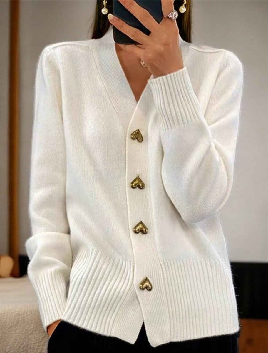 Cardigan Button Placket Straight Cut Knit