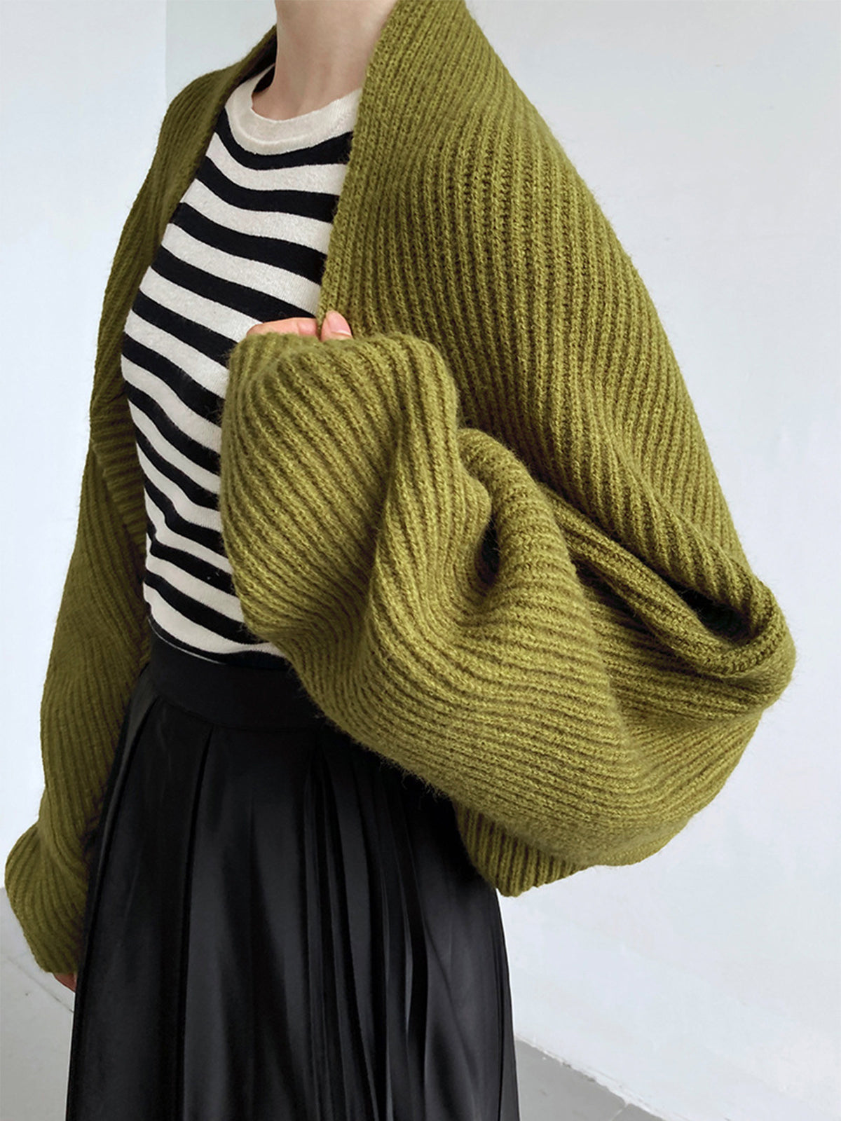 Shrug Cardigan Open Front Viscose Blend