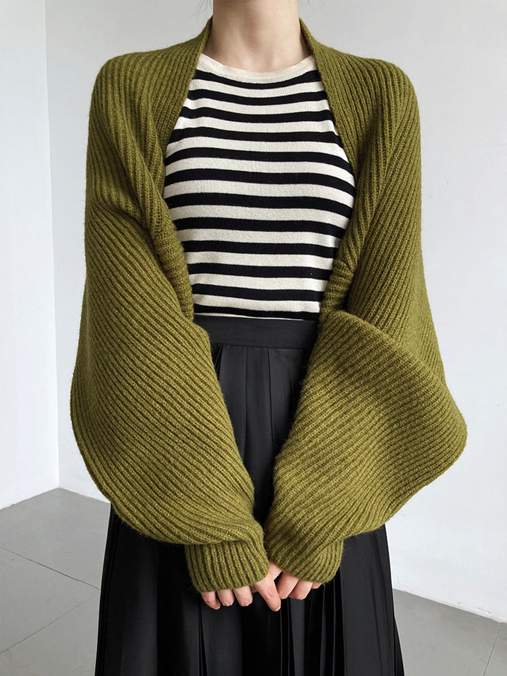 Shrug Cardigan Open Front Viscose Blend
