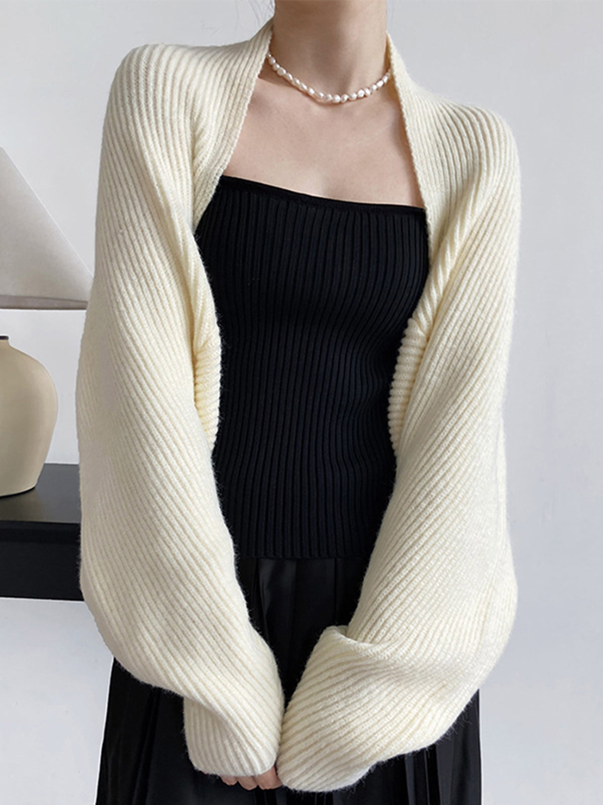 Shrug Cardigan Open Front Viscose Blend