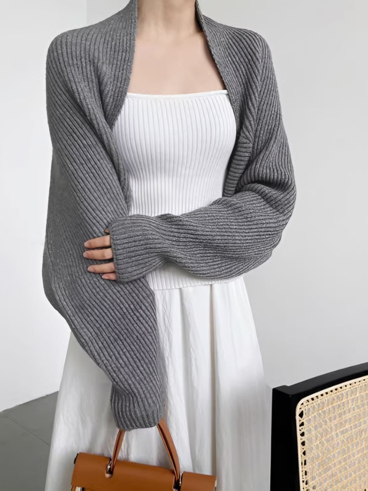 Shrug Cardigan Open Front Viscose Blend