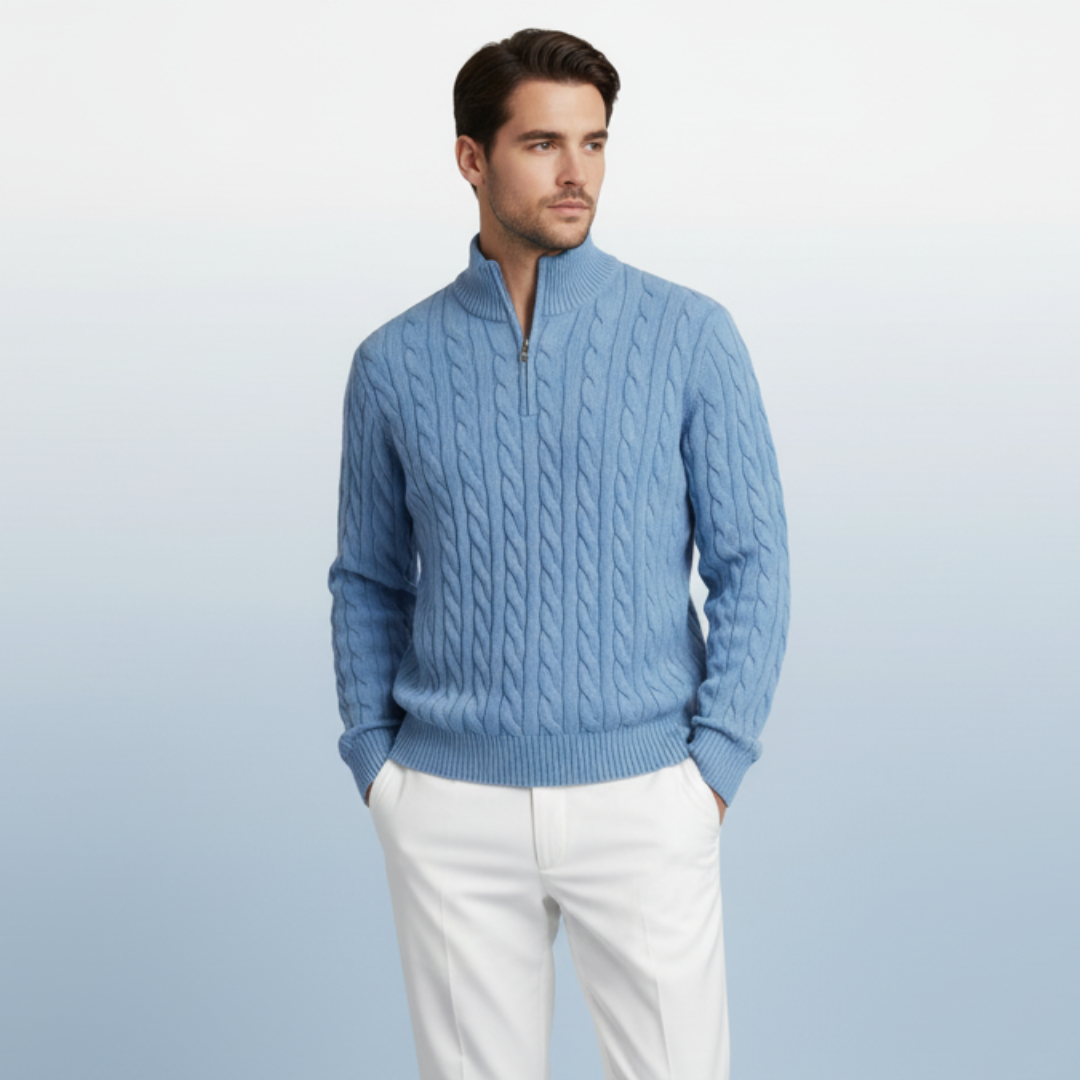 Half zip ribbed sweater, product photo