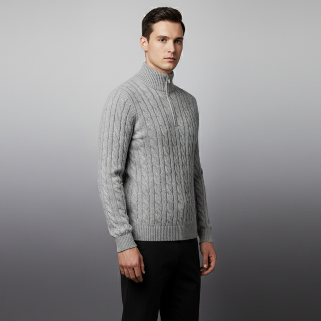 Half zip ribbed sweater, product photo