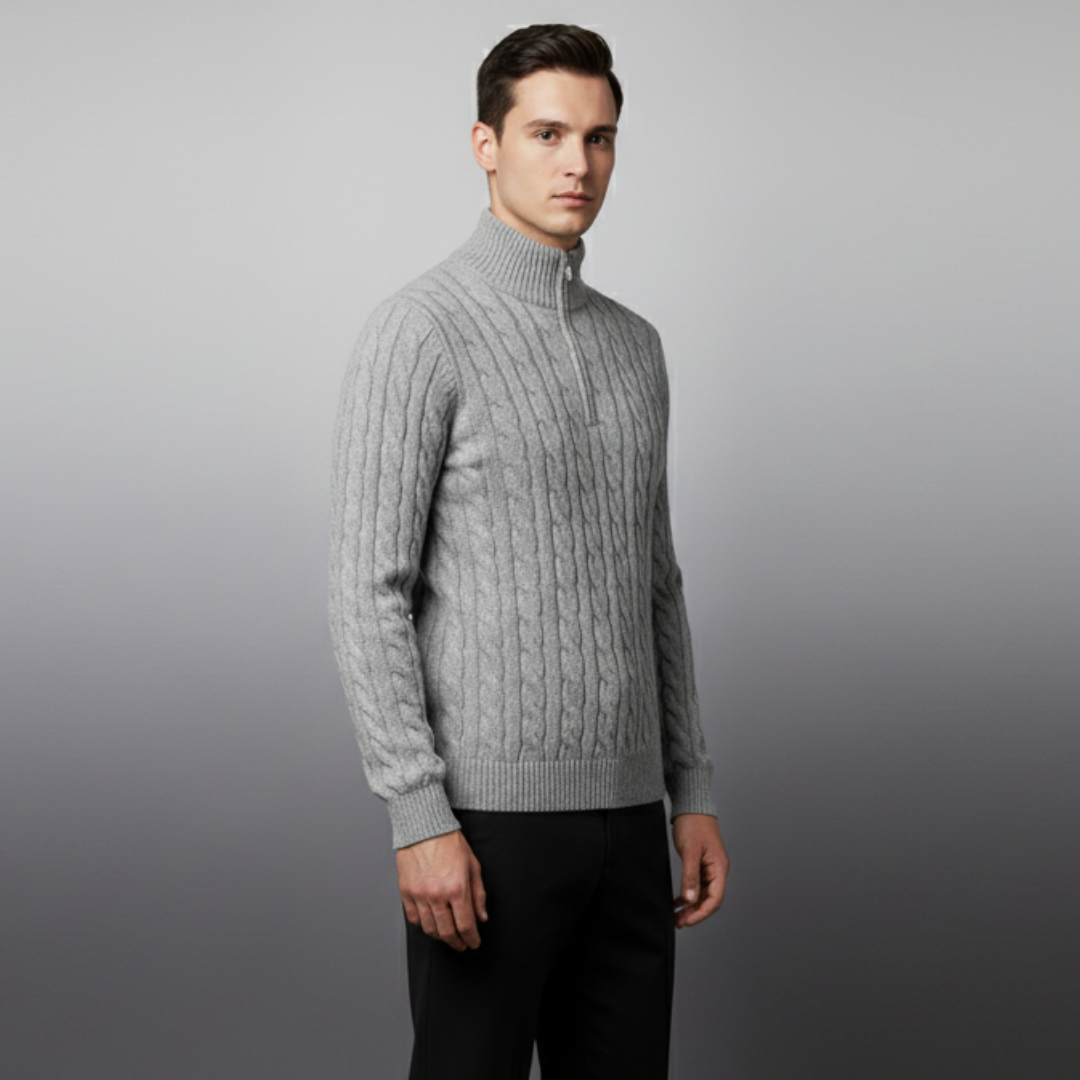 Half zip ribbed sweater, product photo