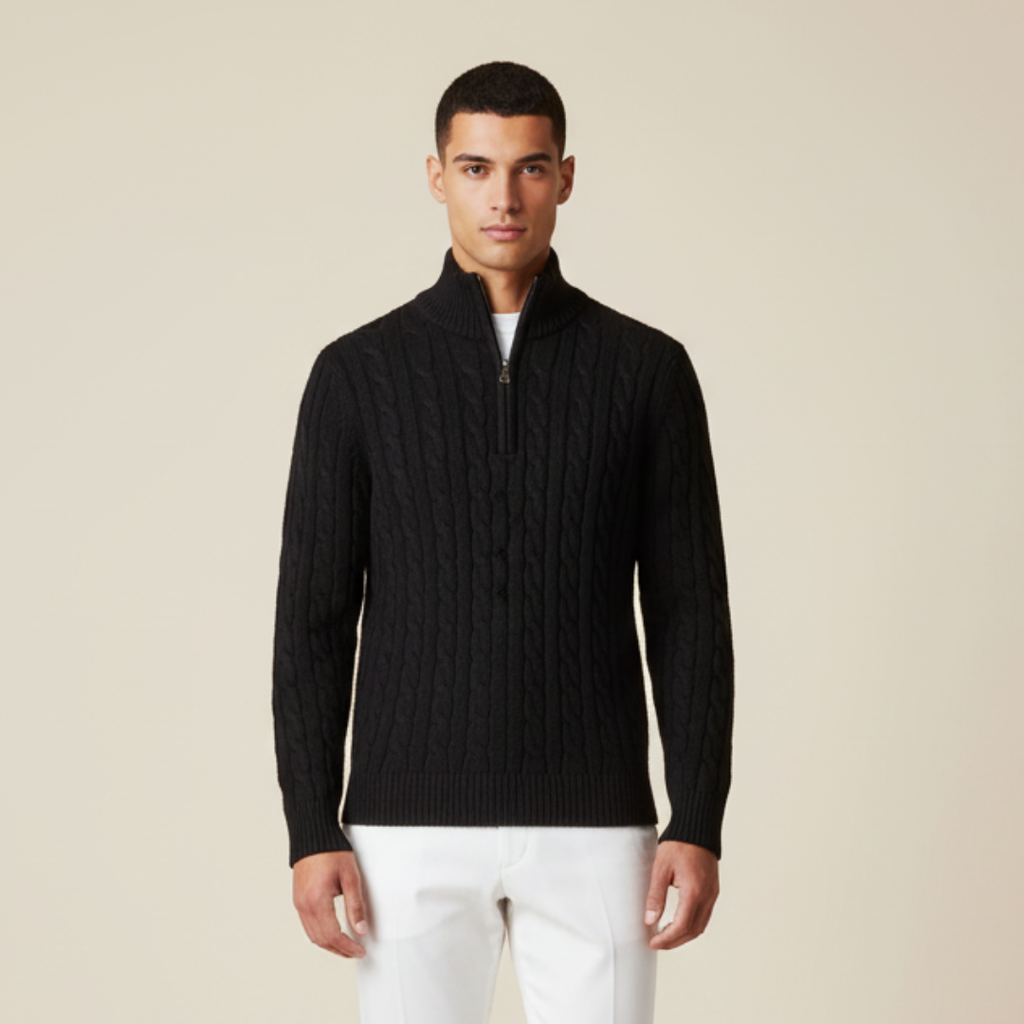 Half zip ribbed sweater, product photo