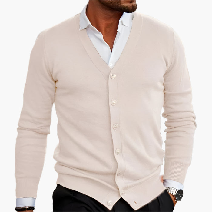 V-Neck Cardigan Button Front Knit Layer