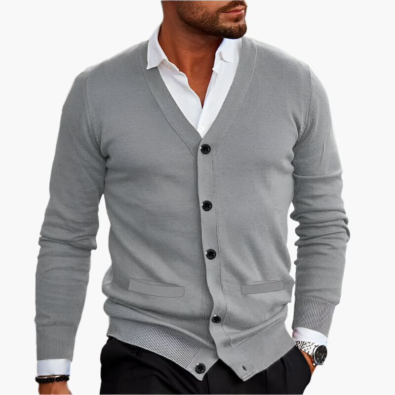 V-Neck Cardigan Button Front Knit Layer