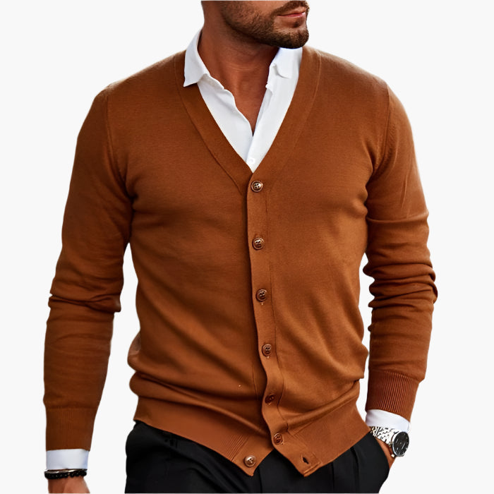 V-Neck Cardigan Button Front Knit Layer