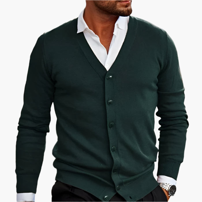 V-Neck Cardigan Button Front Knit Layer