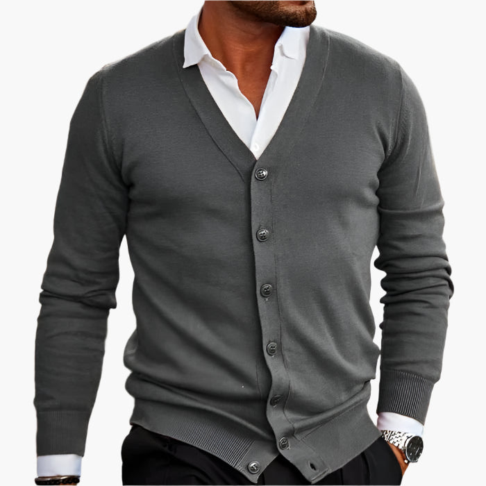V-Neck Cardigan Button Front Knit Layer