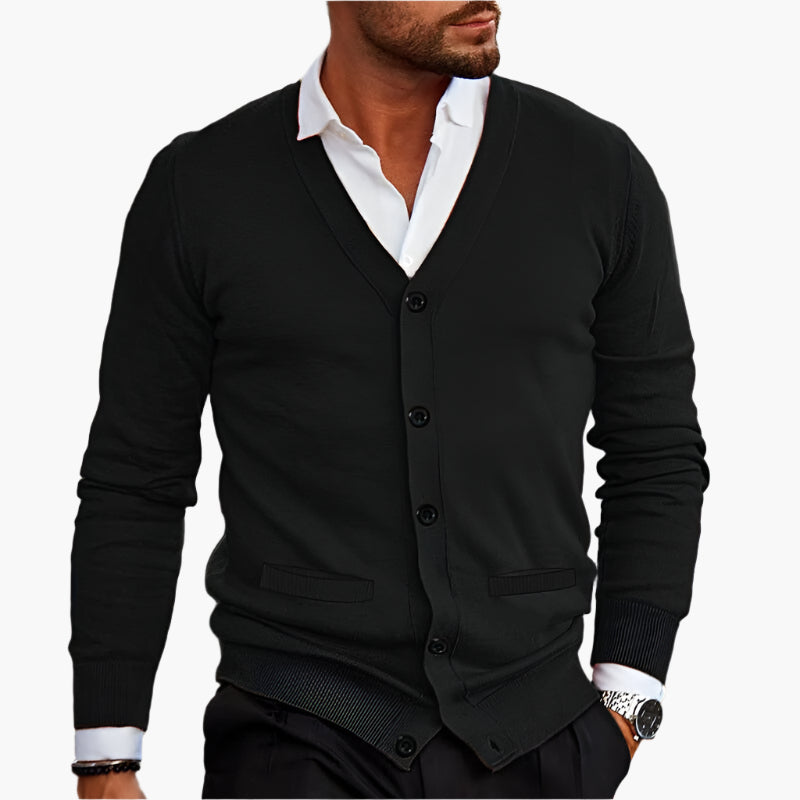 V-Neck Cardigan Button Front Knit Layer