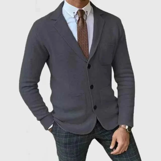 Knit Blazer Notch Lapel Regular Fit