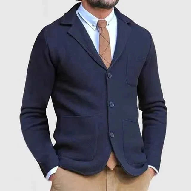 Knit Blazer Notch Lapel Regular Fit