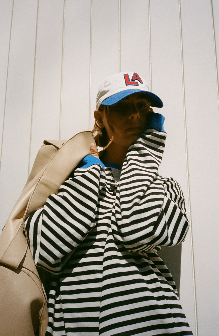 Striped Sweatshirt Relaxed Crew-Neck Top