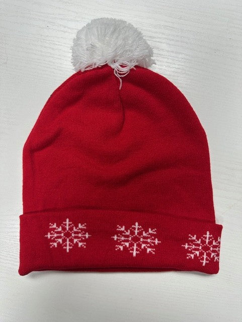 Pom-Pom Beanie Snowflake Knit Winter