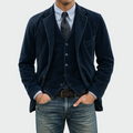 Blazer and waistcoat set in blue, front view