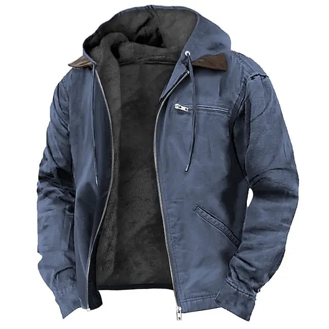 Hooded Jacket Lined Winter Warmth Zip