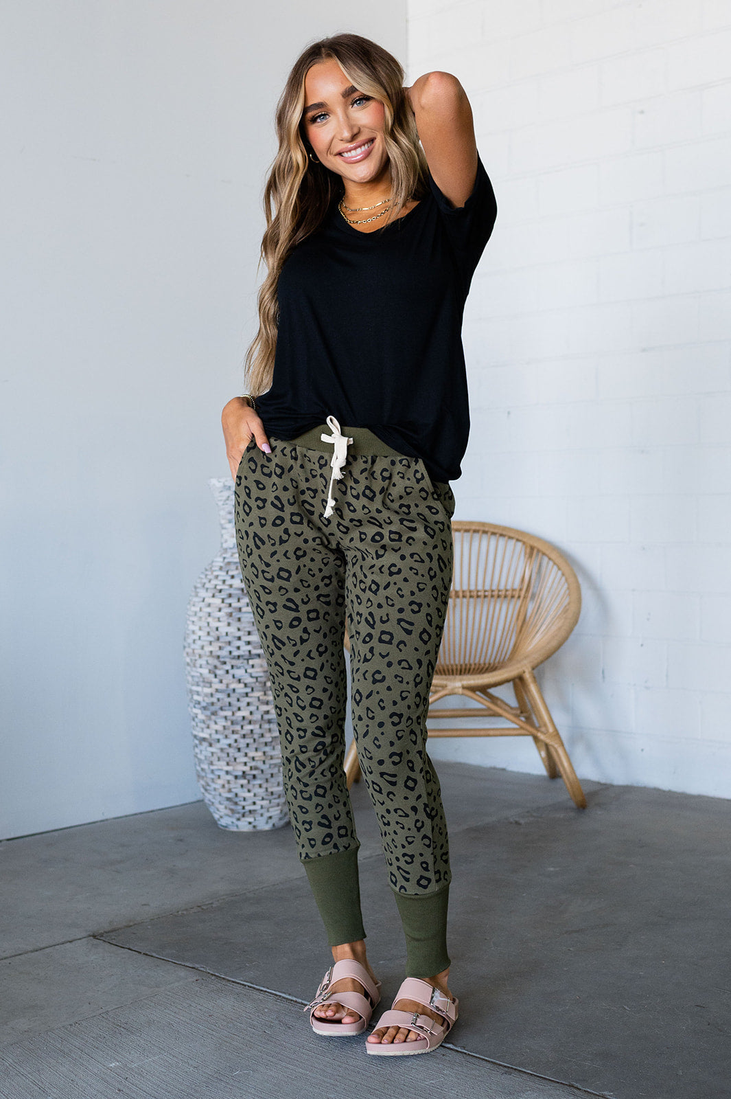 Joggers Skinny Fit Leopard Print Stretch