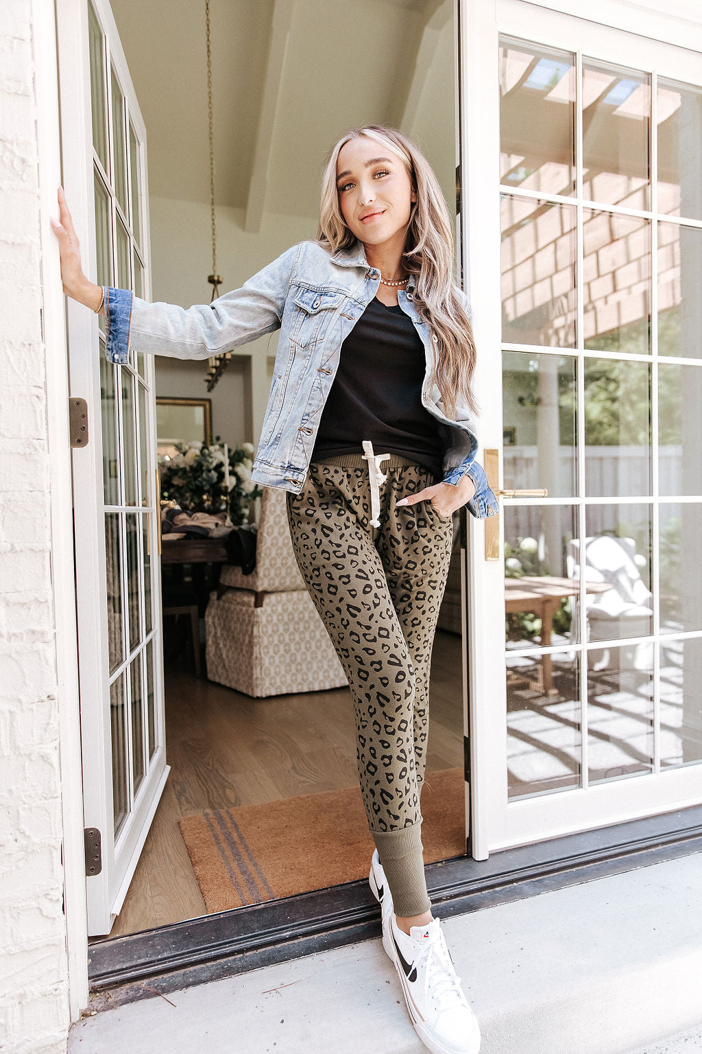 Joggers Skinny Fit Leopard Print Stretch