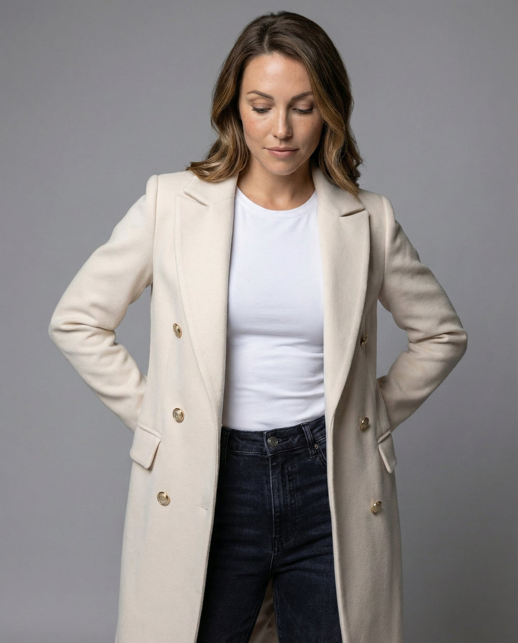 Double-Breasted Coat Structured Winter Sleeves