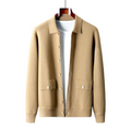 Soft knit jacket in camel, front view