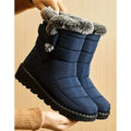 Waterproof insulated non-slip winter snow boots in blue, side view