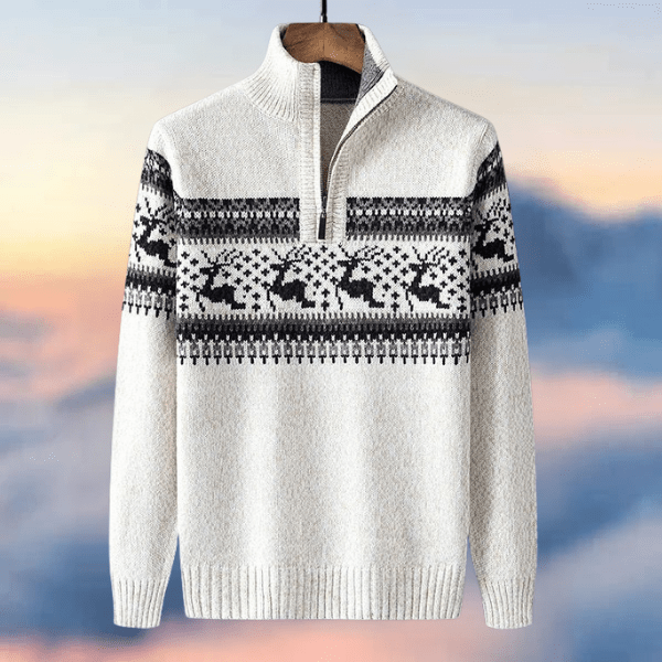 Jumper Half Zip Dense Knit Festive