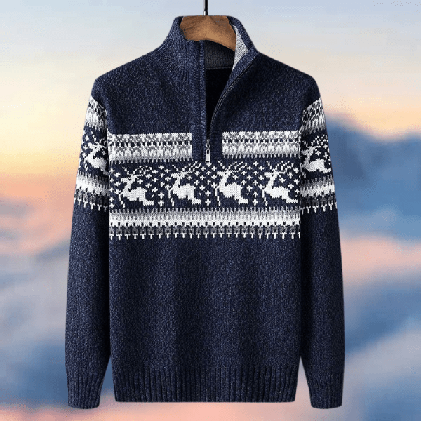 Jumper Half Zip Dense Knit Festive