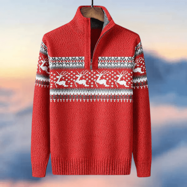 Jumper Half Zip Dense Knit Festive