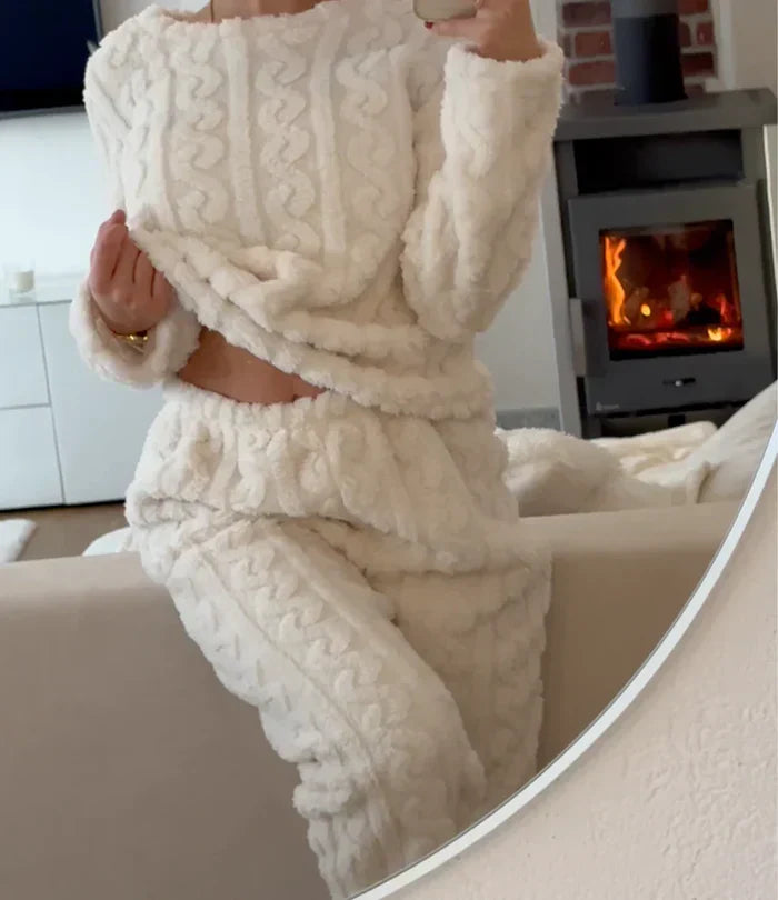 Fleece Pyjama Set Warm Winter Loungewear