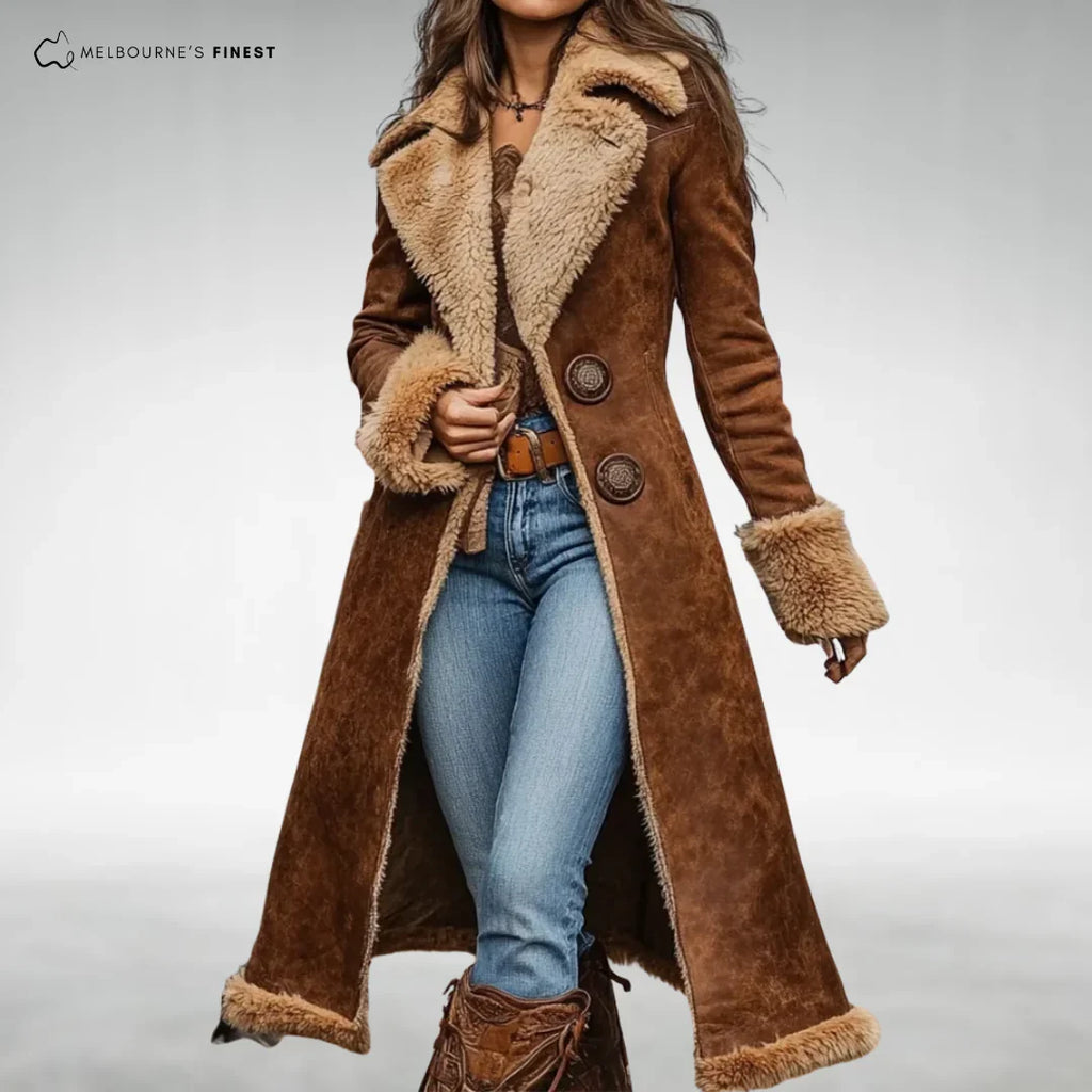 Shearling-Lined Coat Longline Warm Winter