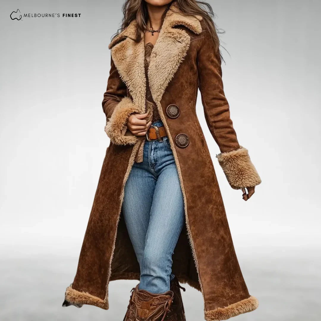 Shearling-Lined Coat Longline Warm Winter